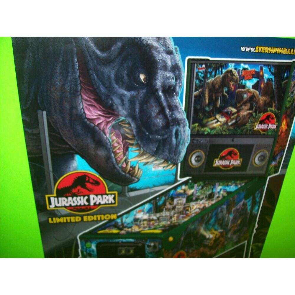 Jurassic Park Limited Ed Pinball FLYER Original Game Vintage Promo Art Dinosaurs - Picture 2 of 6